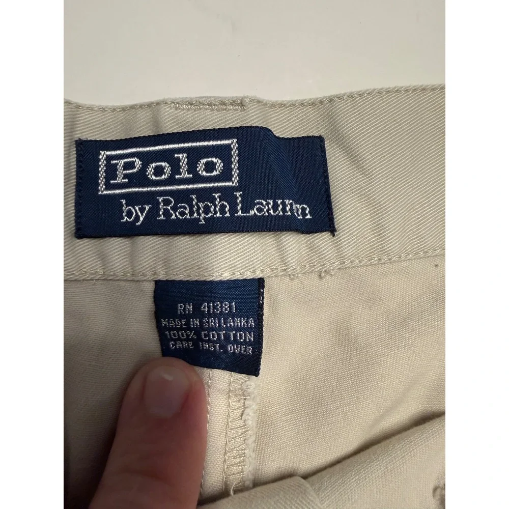 Polo Ralph Lauren Mens Tan Khaki Chino Shorts Cotton Twill Flat Front Size 38